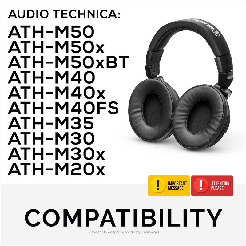 Brainwavz ProStock ATH M50X Upgraded Earpads, Improves Comfort & Style Without Changing The Sound - Ear Pad Designed for ATH-M50X M50BTX M20X M30X M40X Headphones, Vegan Leather (Black) - Image 3